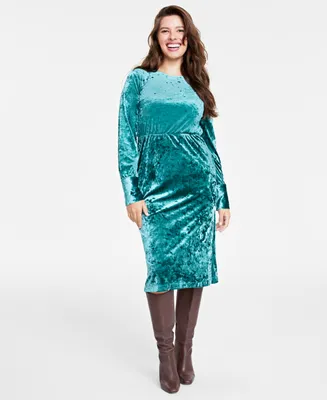 On 34th Women's Crushed Velvet Midi Dress, Created for Macy's