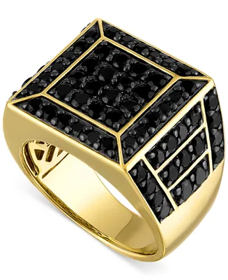 Esquire Men's Jewelry Black Spinel Square Cluster Ring (4 ct. t.w.) in 18k Gold-Plated Sterling Silver, Created for Macy's