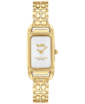 Coach Women's Cadie Signature C Gold-Tone Stainless Steel Bangle Watch, 28.5 x 17.5mm