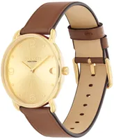 Coach Unisex Elliot Saddle Leather Strap Watch, 36mm