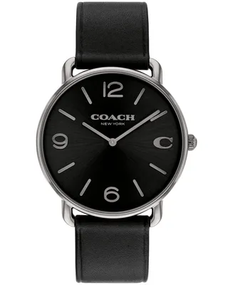 Coach Unisex Elliot Black Leather Strap Watch