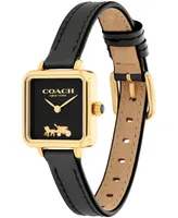 Coach Women's Cass Signature Horse and Carriage Black Leather Strap Watch, 22mm