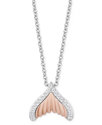 Enchanted Disney Fine Jewelry Diamond Ariel Mermaid Tail Pendant Necklace (1/6 ct. t.w.) in Sterling Silver & 10k Rose Gold - Two