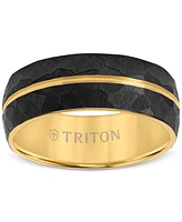 Triton Men's Double Row Comfort Fit Wedding Band Titanium & Yellow Pvd-Plate