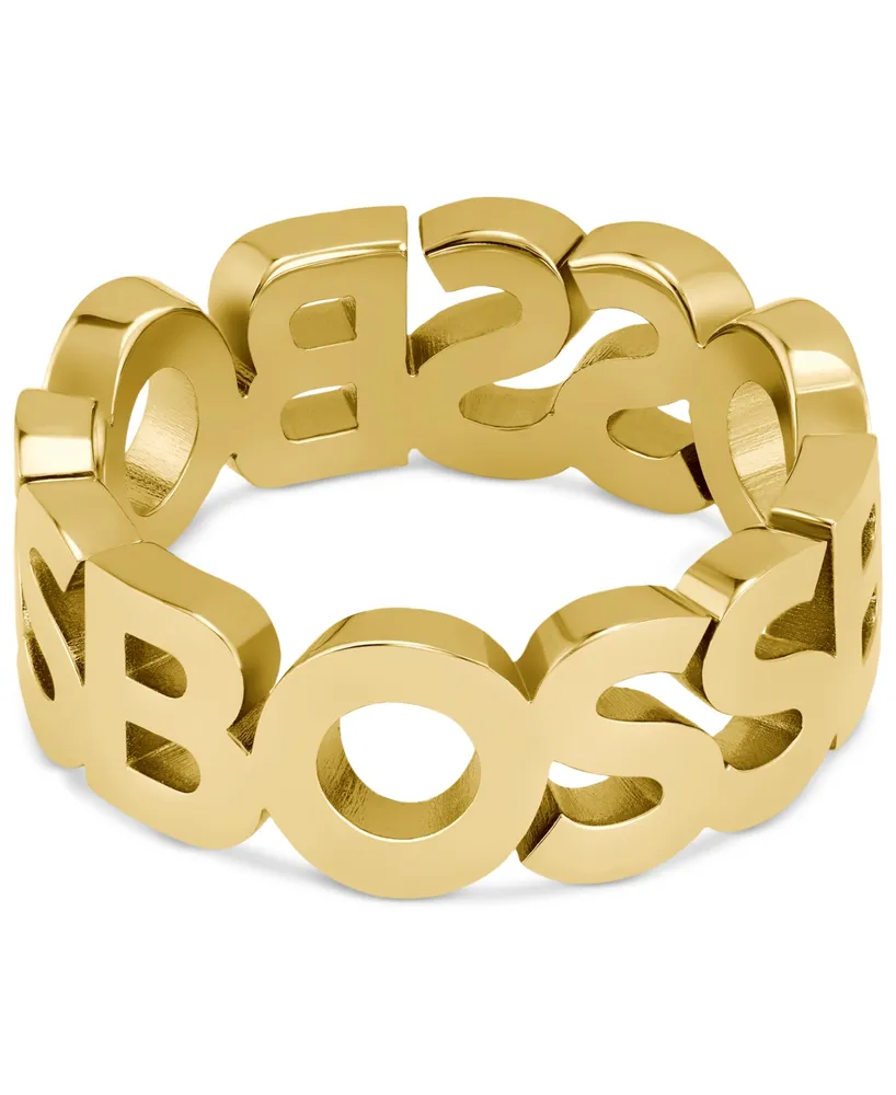 Hugo Boss Men's Kassy Gold Ion-Plated Logo Ring