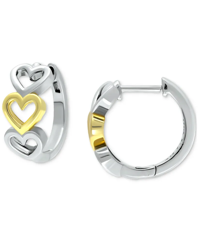 Giani Bernini Open Hearts Small Huggie Hoop Earrings in Sterling Silver & 18k Gold-Plate, 1/2", Created for Macy's
