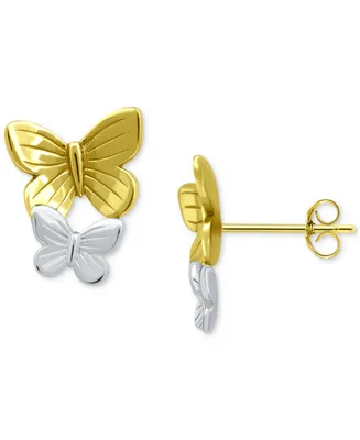 Giani Bernini Double Butterfly Stud Earrings in Sterling Silver & 18k Gold-Plate, Created for Macy's - Two
