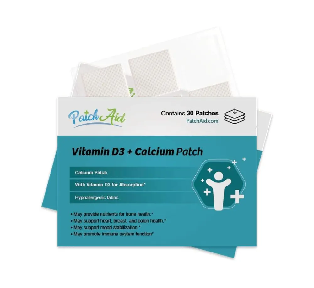 Vitamin D3 Plus Calcium Vitamin Patch by PatchAid (30-Day Supply)