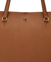 Lauren Ralph Karly Crosshatch Leather Large Tote