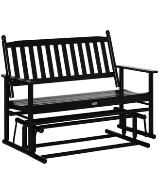 Outsunny Patio Glider Bench, Outdoor Swing Rocking Chair Loveseat with Wooden Frame