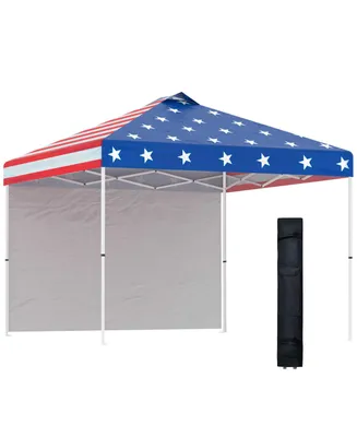 Outsunny 10' Pop-Up Foldable Gazebo with Roller Bag Sidewall Multicolo