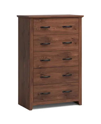 Costway 5 Drawer Chest Storage Dresser Tall Cabinet Organizer Bedroom Hallway