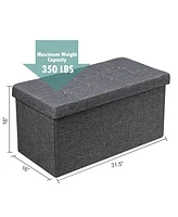 Costway 31.5''Fabric Foldable Storage Ottoman Toy Chest W/Removable Bin