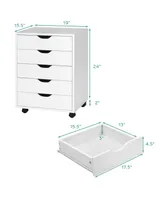 Costway 5 Drawer Chest Storage Dresser Floor Cabinet Organizer