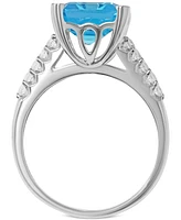 Blue Topaz (6 ct. t.w.) & White Topaz (1/4 ct. t.w.) Statement Ring in Sterling Silver