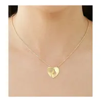 Rachel Glauber 14k Gold Plated with Cubic Zirconia Modern Double Heart Half Cut-Out Entwined Necklace