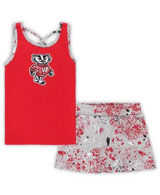 Toddler Girls Colosseum Red, Gray Wisconsin Badgers Sweet Pea Tank Top and Skort Set