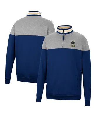 Men's Colosseum Navy, Heather Gray Notre Dame Fighting Irish Be the Ball Quarter-Zip Top