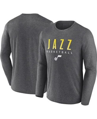 Men's Fanatics Heather Charcoal Utah Jazz Where Legends Play Iconic Practice Long Sleeve T-shirt
