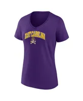 Women's Fanatics Purple Ecu Pirates Evergreen Campus V-Neck T-shirt