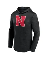 Men's Fanatics Heather Black Nebraska Huskers Transitional Hoodie T-shirt