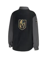 Women's Wear by Erin Andrews Black, Gray Vegas Golden Knights Colorblock Button-Up Shirt Jacket