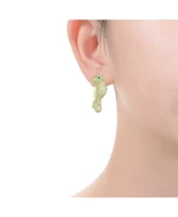 Rachel Glauber White Gold And 14K Plated with Emerald & Cubic Zirconia Walking Panther Earrings