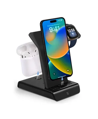 Wasserstein 3-in-1 Charging Station for iPhone, Airpods and Fitbit - Charge Multiple Apple Devices with This iPhone Charging Station (Black, 1 Pack)