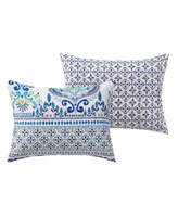 Vcny Home Malik Reversible Blue Medallion 5-Piece Comforter Set, Full/Queen