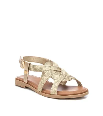 Women's Braided Flat Sandals By Xti, Gold