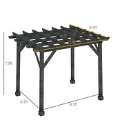 Outsunny 11.8' x 9.5' Patio Pergola, Weather-Resistant Cedar Wood, Backyard Cover for Porch Party, Grape Garden, Vineyard, Ivy Vine, or Climbing Plant