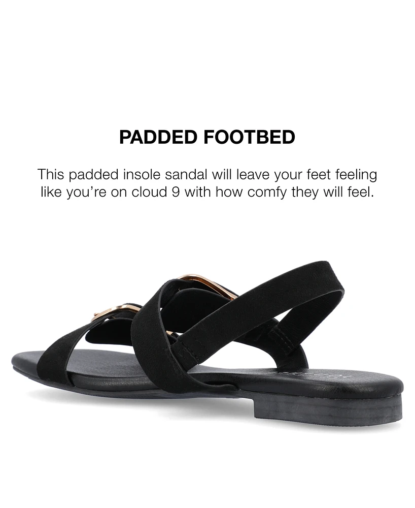 Journee Collection Women's Twylah Buckle Flat Sandals