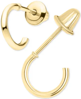 Children's Polished Extra Small Hoop Earrings in 14k Gold, 3/8"