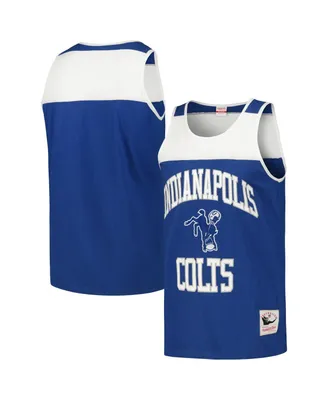 Men's Mitchell & Ness Royal and White Indianapolis Colts Heritage Colorblock Tank Top