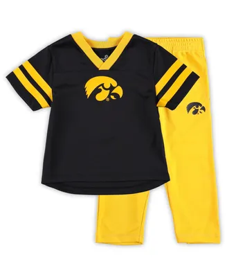 Toddler Boys Black, Gold Iowa Hawkeyes Red Zone Jersey and Pants Set