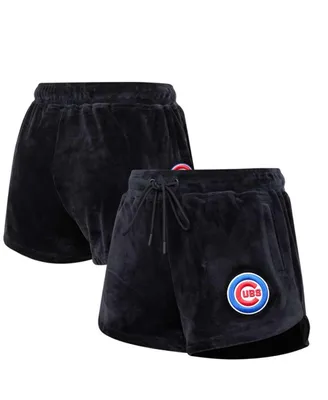 Women's Pro Standard Black Chicago Cubs Classic Velour Lounge Shorts