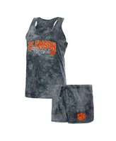 Women's Concepts Sport Charcoal Clemson Tigers Billboard Tie-Dye Tank Top and Shorts Sleep Set