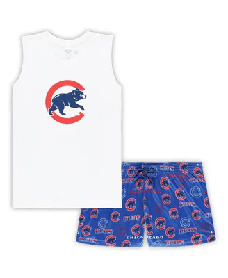 Women's Concepts Sport White, Royal Chicago Cubs Plus Tank Top and Shorts Sleep Set