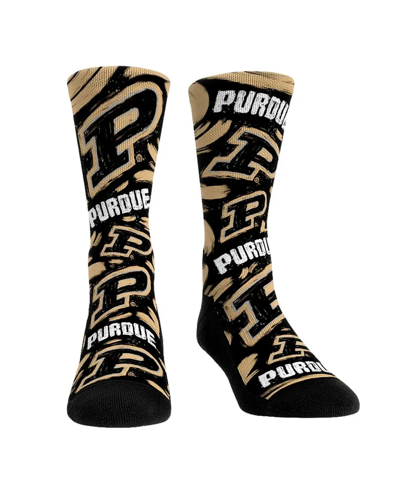 Men's and Women's Rock 'Em Socks Purdue Boilermakers Allover Logo and Paint Crew Socks