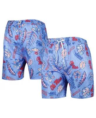 Men's Wes & Willy Powder Blue Ole Miss Rebels Vintage-Like Floral Swim Trunks