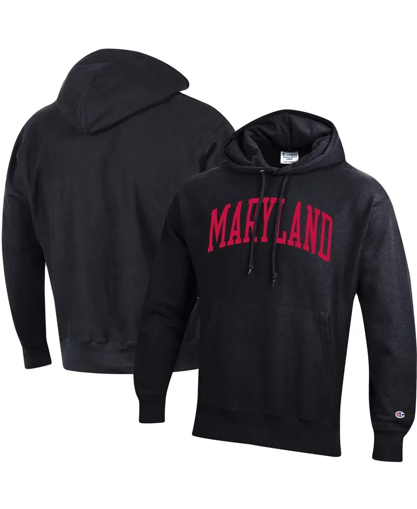 Men's Champion Black Maryland Terrapins Team Arch Reverse Weave Pullover Hoodie