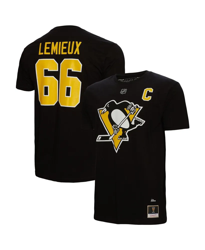 Men's Mitchell & Ness Mario Lemieux Black Pittsburgh Penguins Name and Number T-shirt