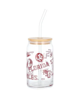 Florida State Seminoles 16 Oz Can Glass with Straw