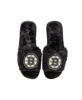 Women's Foco Black Boston Bruins Rhinestone Fuzzy Slippers