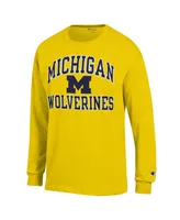 Men's Champion Maize Michigan Wolverines High Motor Long Sleeve T-shirt