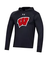 Men's Under Armour Wisconsin Badgers School Logo Raglan Long Sleeve Hoodie Performance T-shirt