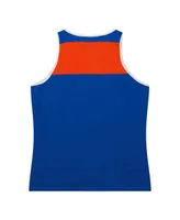 Men's Mitchell & Ness Royal and Orange Denver Broncos Gridiron Classics Heritage Colorblock Tank Top