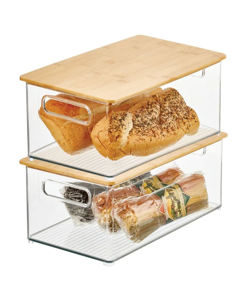 mDesign Plastic Kitchen Food Storage Bin with Lid - 2 Pack