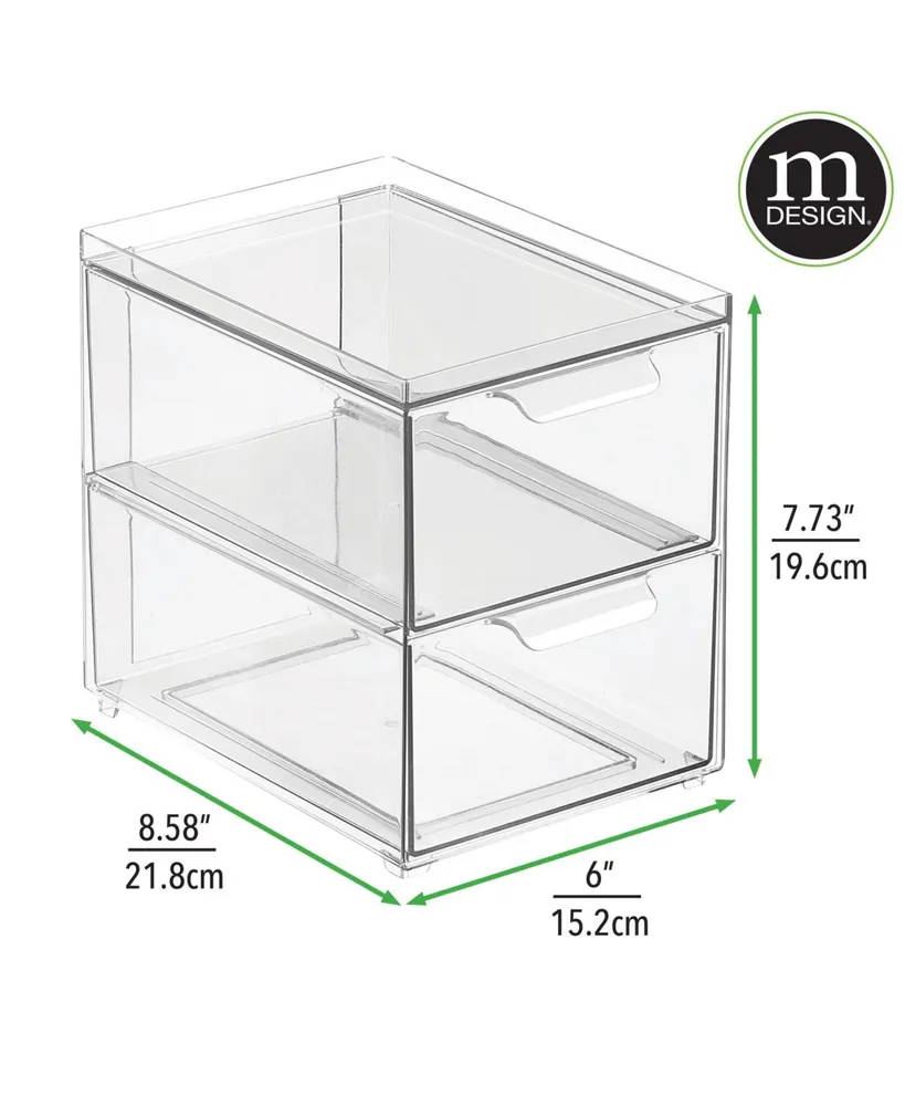 mDesign Stacking Plastic Storage Kitchen Bin with Pull-Out Drawers - 2 Pack