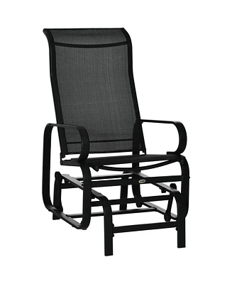 Outsunny Gliding Lounger Chair, Outdoor Swinging Chair with Smooth Rocking Arms and Lightweight Construction for Patio Backyard, Black